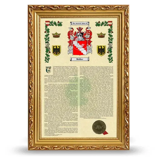 Bakkar Armorial History Framed - Gold