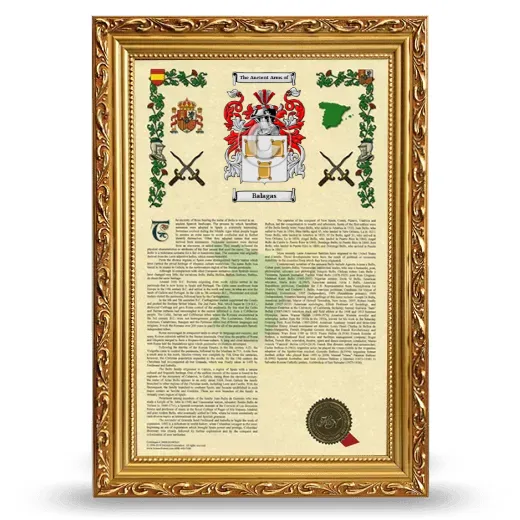 Balagas Armorial History Framed - Gold