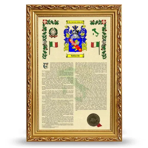 Baldacchi Armorial History Framed - Gold