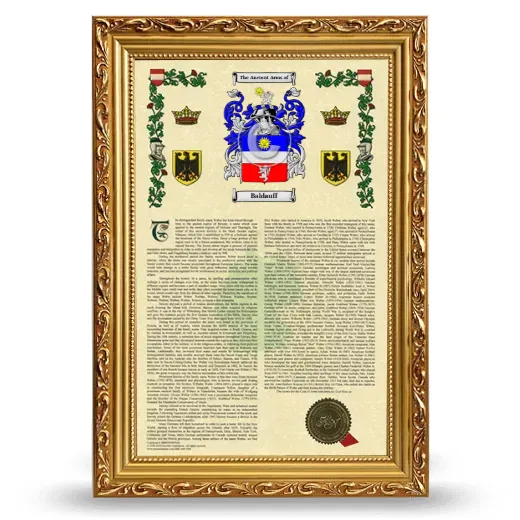 Baldauff Armorial History Framed - Gold