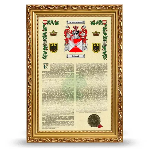Baldeck Armorial History Framed - Gold