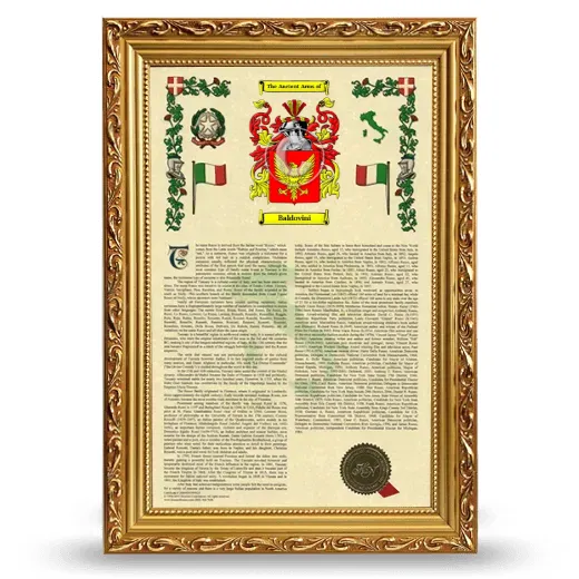 Baldovini Armorial History Framed - Gold