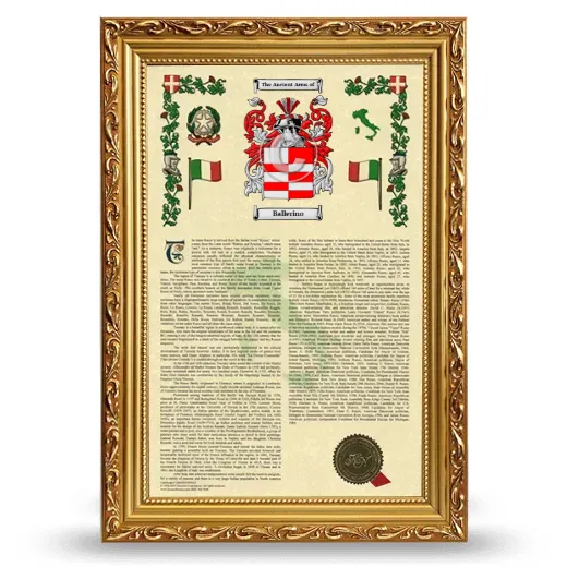 Ballerino Armorial History Framed - Gold