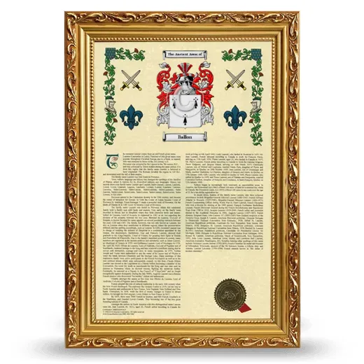 Ballon Armorial History Framed - Gold