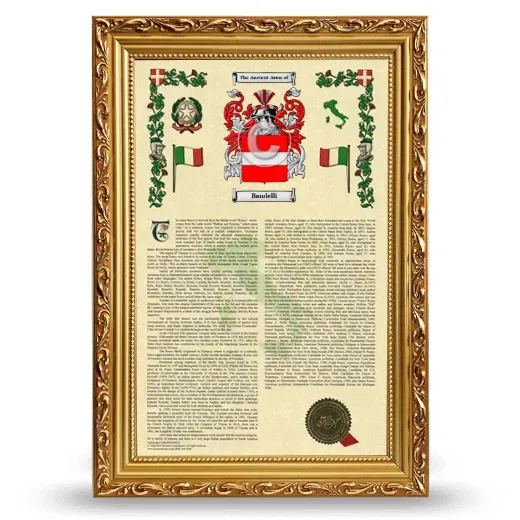 Bandelli Armorial History Framed - Gold