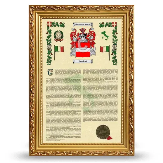 Bandoni Armorial History Framed - Gold