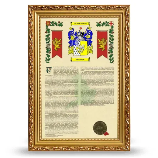 Bannare Armorial History Framed - Gold