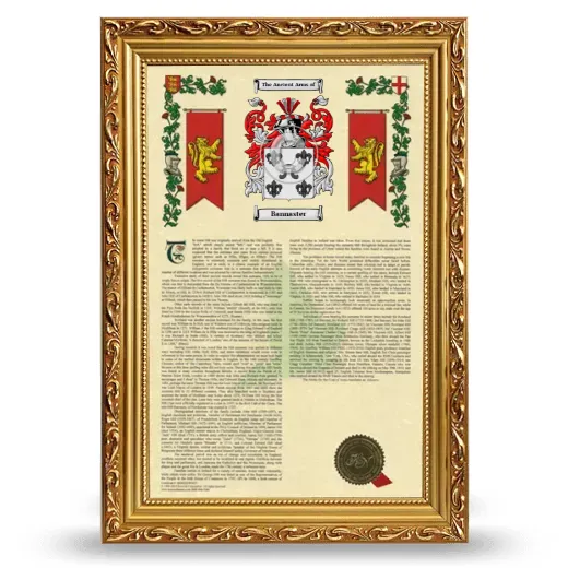 Bannaster Armorial History Framed - Gold