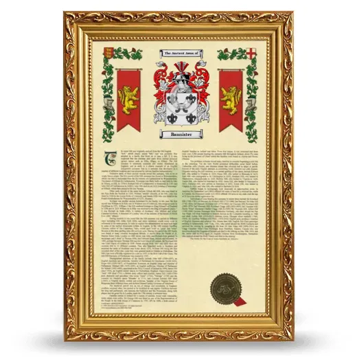 Bannister Armorial History Framed - Gold
