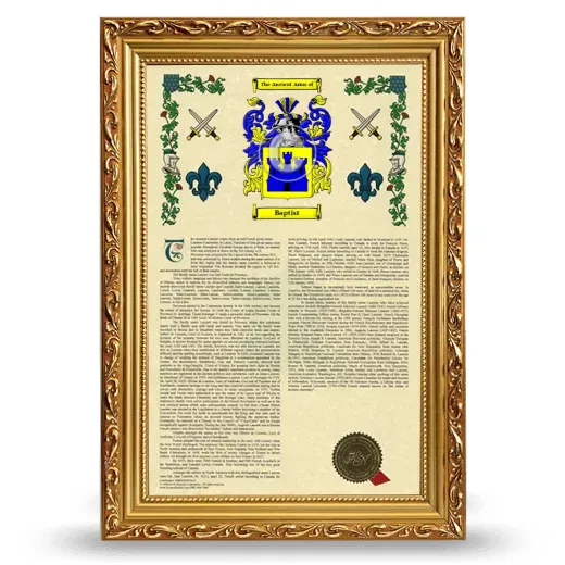 Baptist Armorial History Framed - Gold