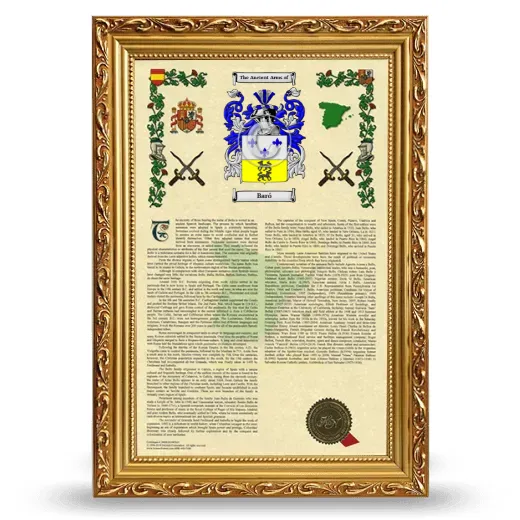 Baró Armorial History Framed - Gold