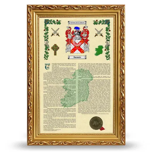 Baranés Armorial History Framed - Gold