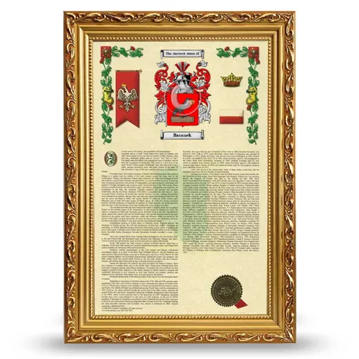 Baranek Armorial History Framed - Gold