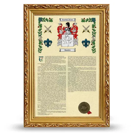 Baratte Armorial History Framed - Gold