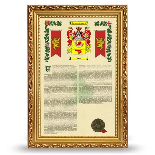 Barb Armorial History Framed - Gold
