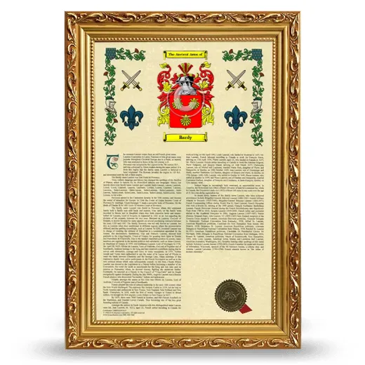 Bardy Armorial History Framed - Gold