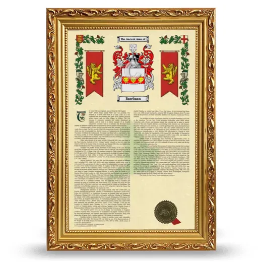 Barebaan Armorial History Framed - Gold