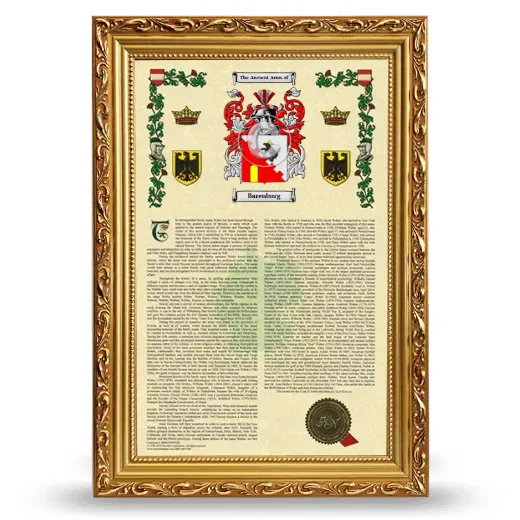 Barenburg Armorial History Framed - Gold