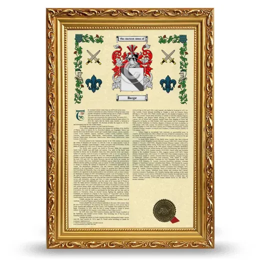 Barge Armorial History Framed - Gold
