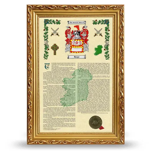 Barge Armorial History Framed - Gold