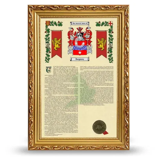 Bargerey Armorial History Framed - Gold