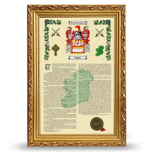 Barges Armorial History Framed - Gold