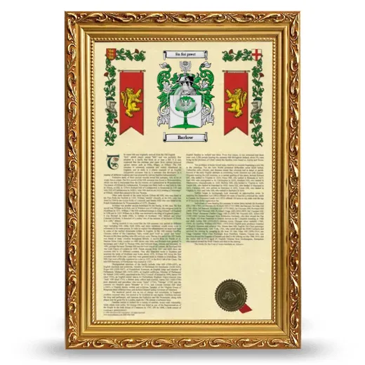 Barlow Armorial History Framed - Gold