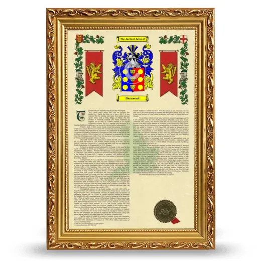Barnecut Armorial History Framed - Gold