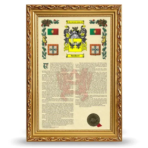 Barnhard Armorial History Framed - Gold