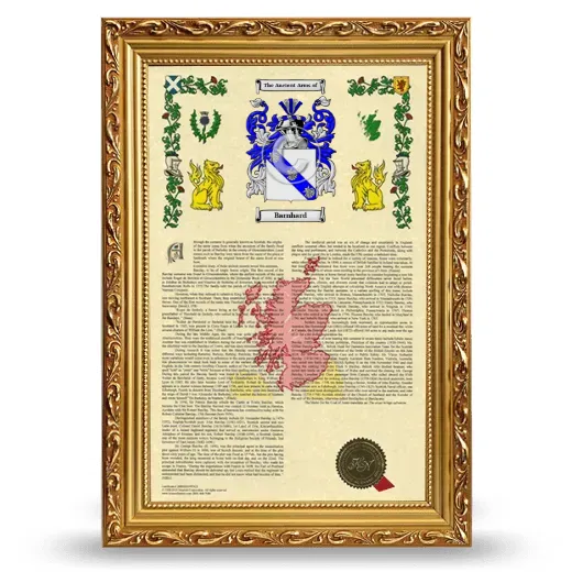 Barnhard Armorial History Framed - Gold