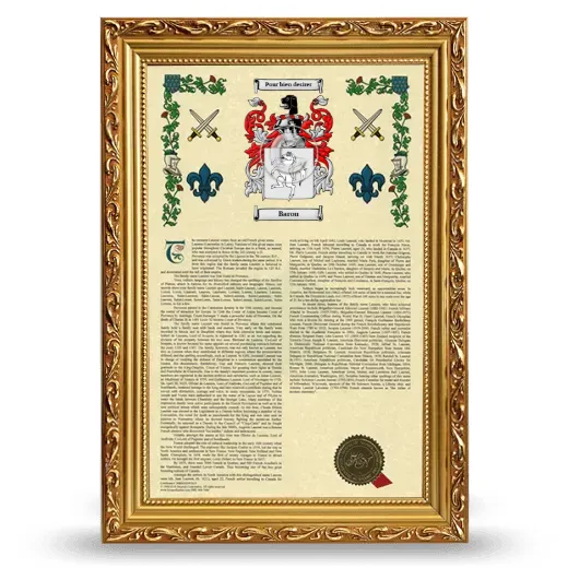 Barou Armorial History Framed - Gold