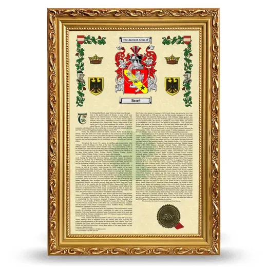 Barré Armorial History Framed - Gold