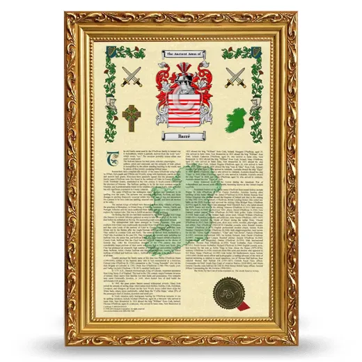 Barré Armorial History Framed - Gold