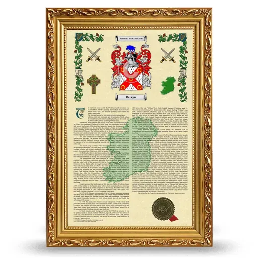 Barryn Armorial History Framed - Gold