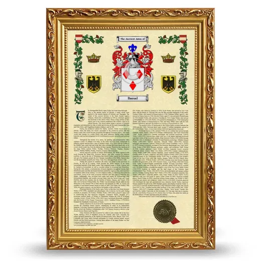 Barsal Armorial History Framed - Gold