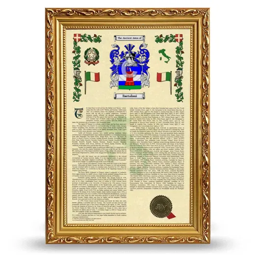 Bartaloni Armorial History Framed - Gold