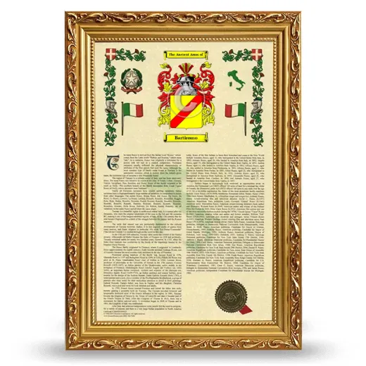 Bartiromo Armorial History Framed - Gold