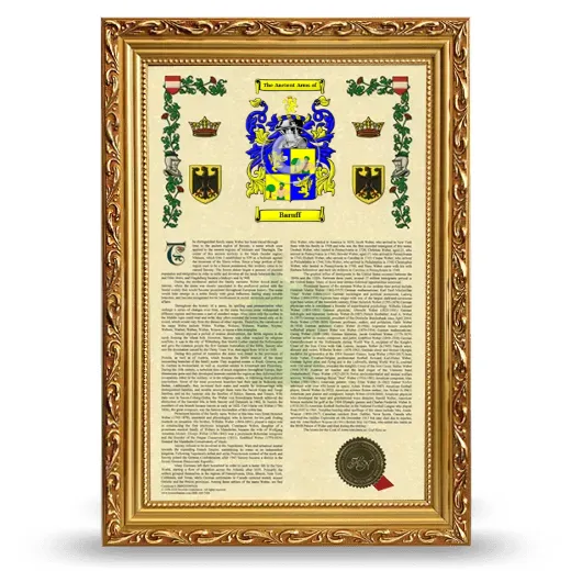 Baruff Armorial History Framed - Gold