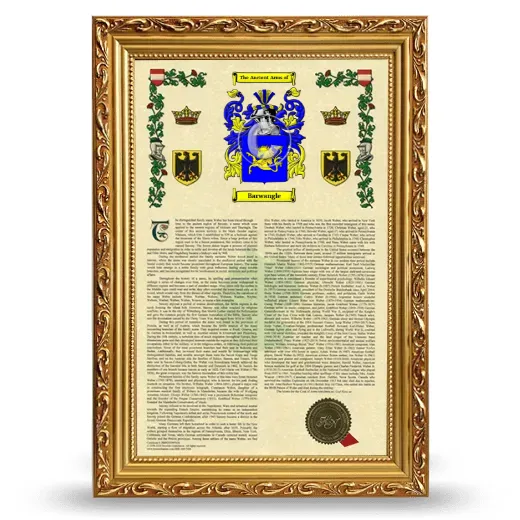 Barwangle Armorial History Framed - Gold