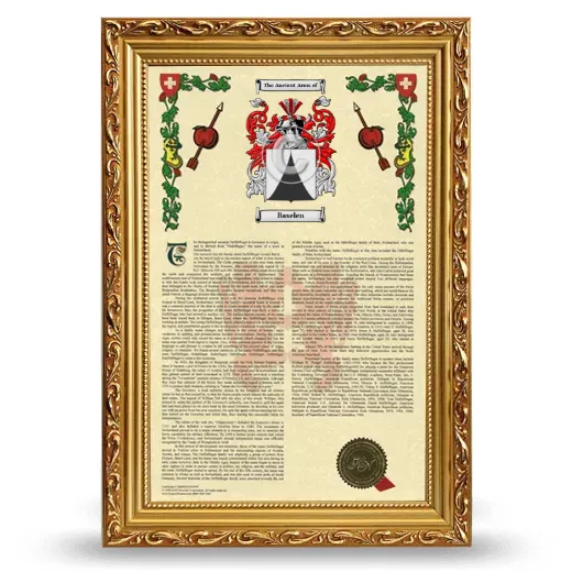 Baselen Armorial History Framed - Gold