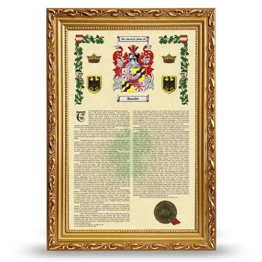 Baselet Armorial History Framed - Gold