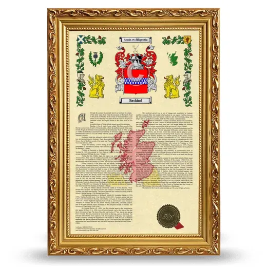 Baskind Armorial History Framed - Gold