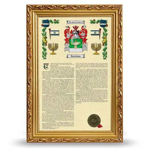 Basserman Armorial History Framed - Gold