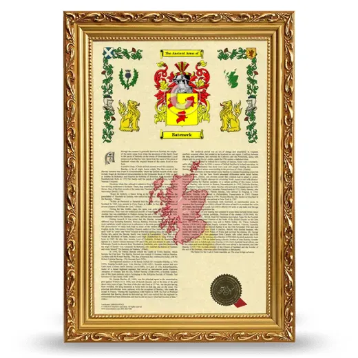 Bateneck Armorial History Framed - Gold