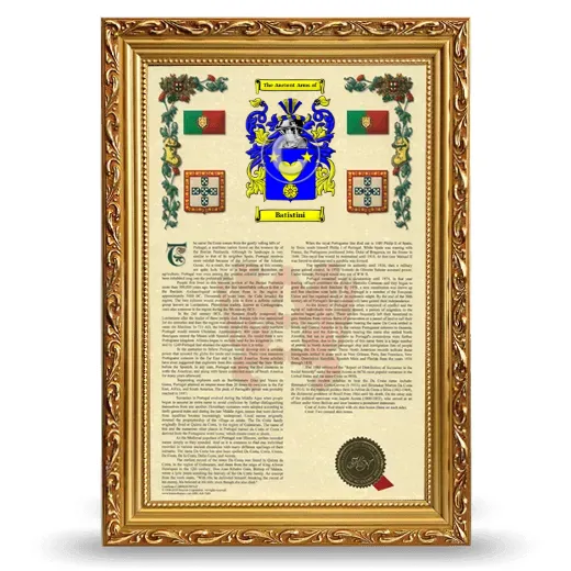 Batistini Armorial History Framed - Gold