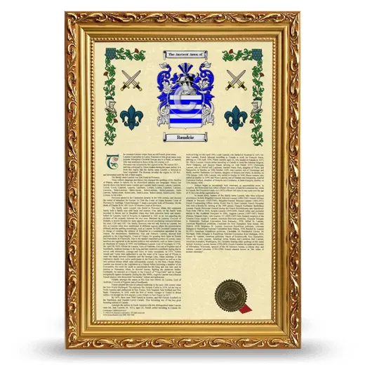 Baudrie Armorial History Framed - Gold