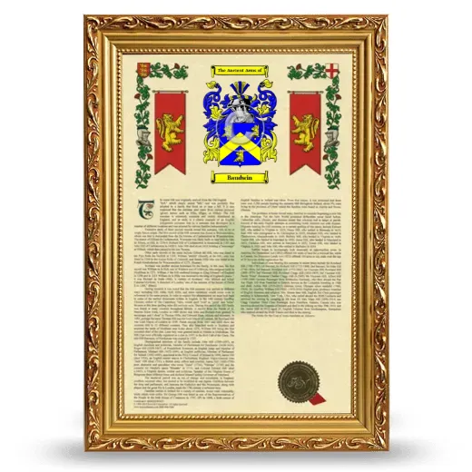 Baudwin Armorial History Framed - Gold