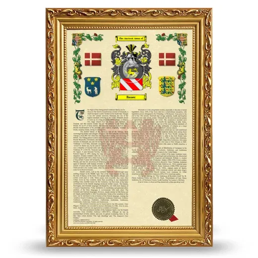 Bauer Armorial History Framed - Gold