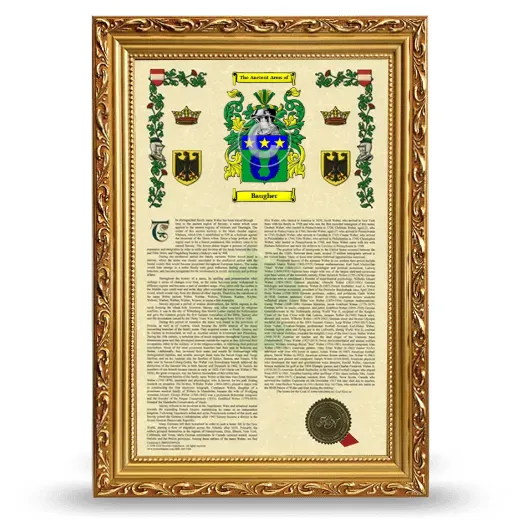 Baugher Armorial History Framed - Gold