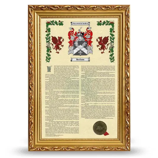 Bauham Armorial History Framed - Gold
